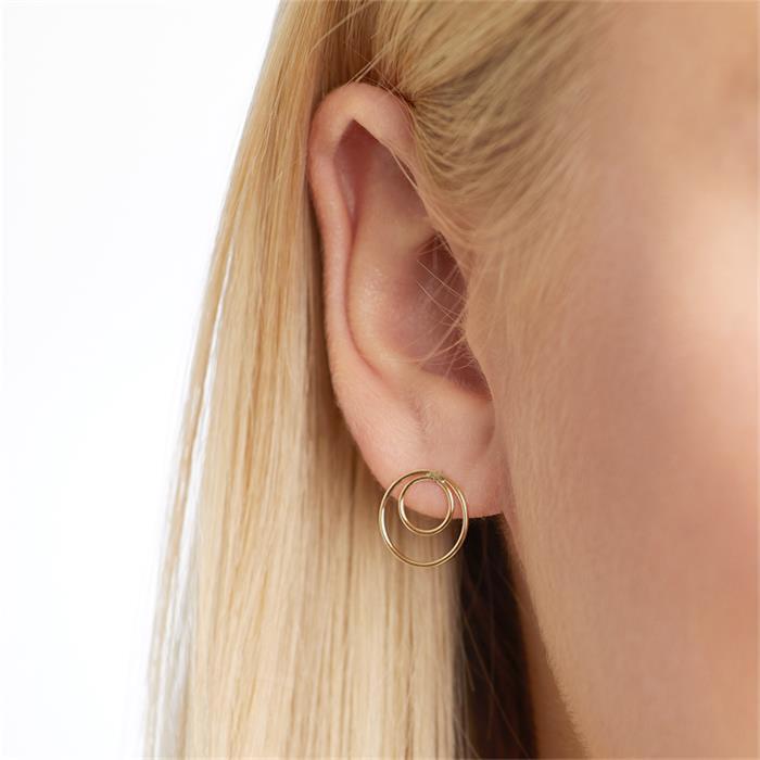 Pendientes circulares para mujer en oro de 9 quilates