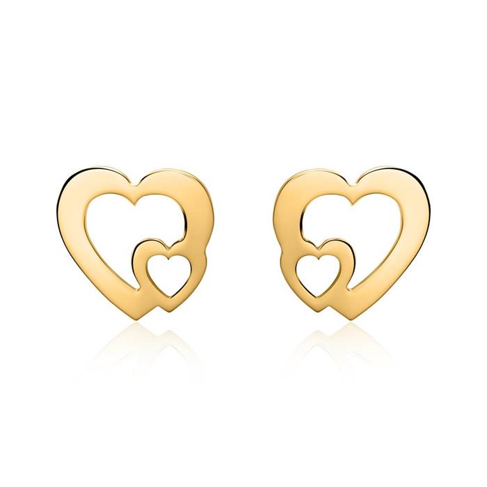 Ladies ear studs hearts from 585er gold