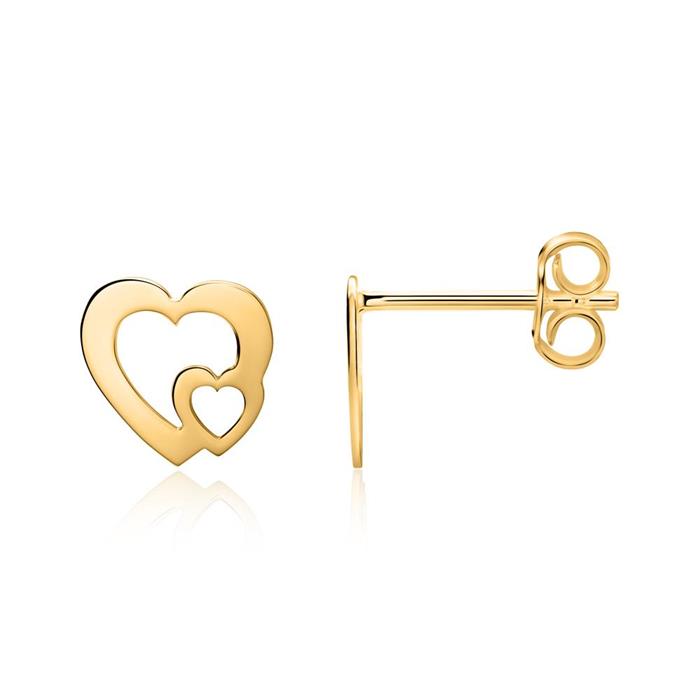 Ladies ear studs hearts from 585er gold