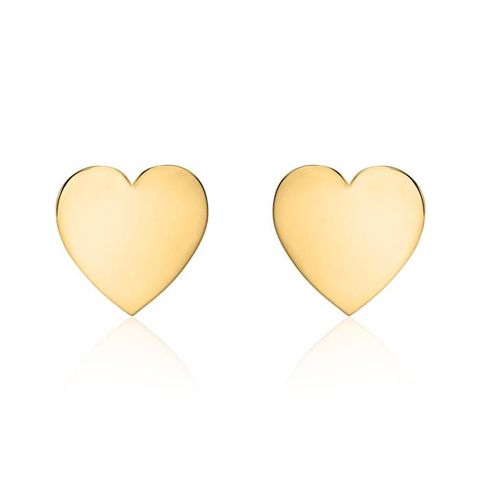 Gravierbare Herz Ohrstecker für Damen aus 14K Gold