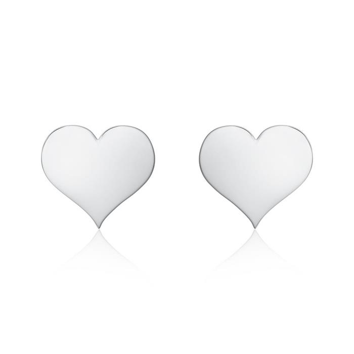 14 quilates pendientes de oro blanco corazones para mujer, grabable