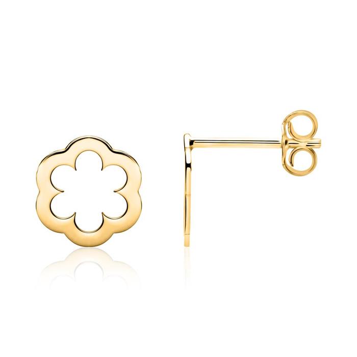 Flower ear studs for ladies made of 585 gold