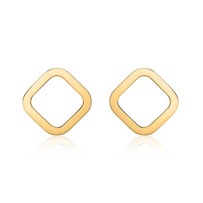 Square ear studs for ladies in 14K gold