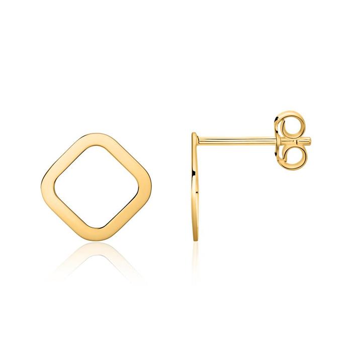 Square ear studs for ladies in 14K gold