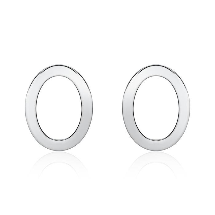 Earstuds Oval for ladies in 14K white gold