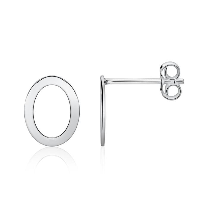 Earstuds Oval for ladies in 14K white gold