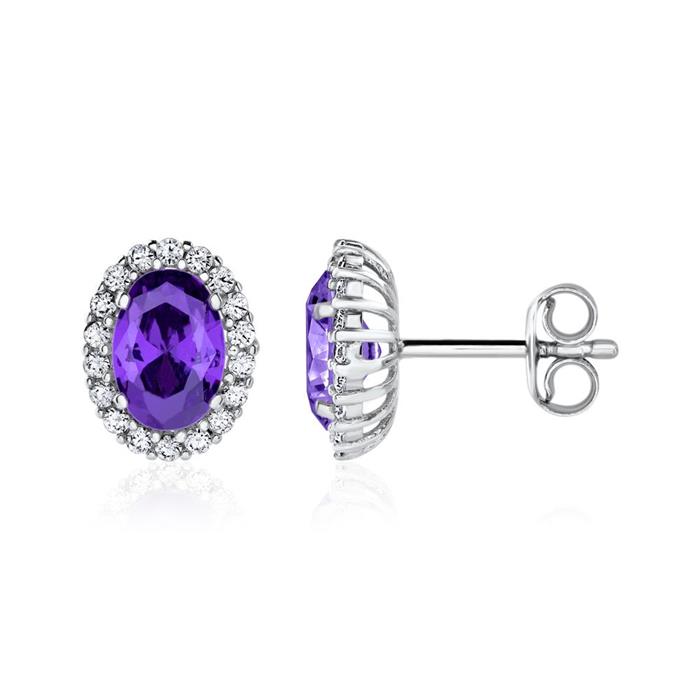 Ladies earstuds in 9K white gold with zirconia