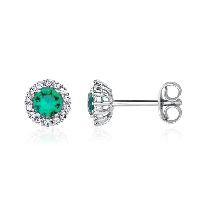 Studs in 9K white gold with zirconia