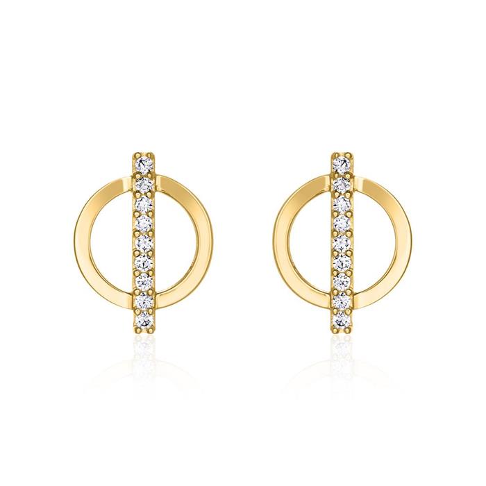 Ladies 9K Gold Stud Earrings With Zirconia