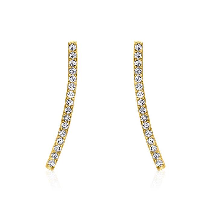 Studs for ladies in 9K gold with zirconia