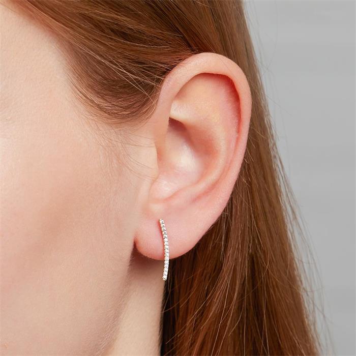 Pendientes para mujer en oro de 9 quilates con circonita