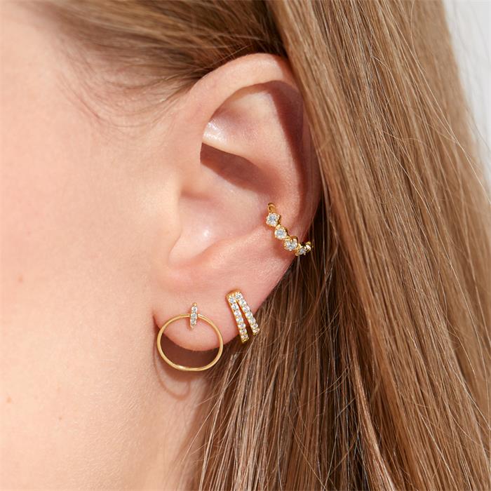 Ear cuffs in gold-plated sterling silver with zirconia