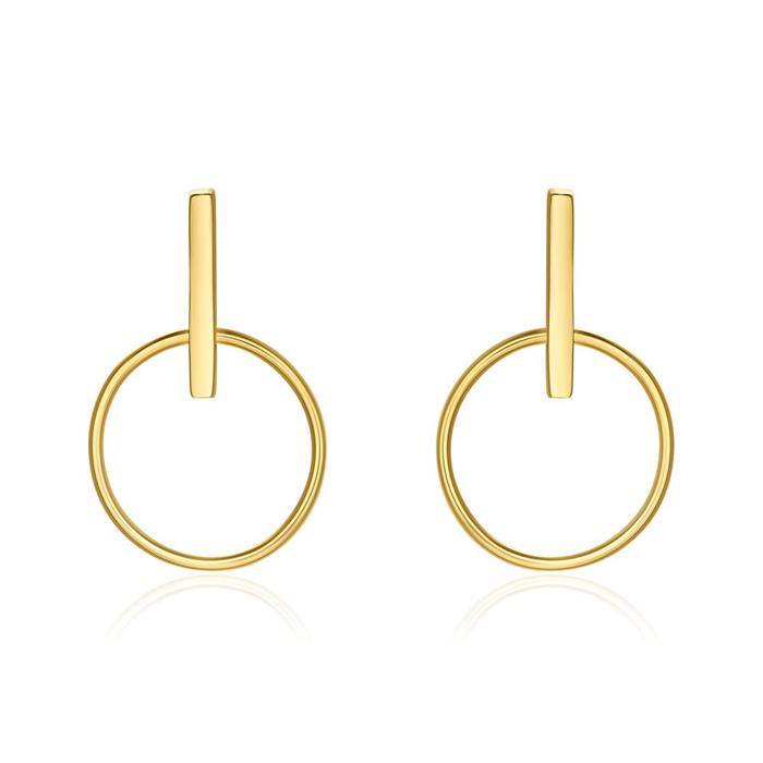 Stud earrings circles for ladies in 9K gold