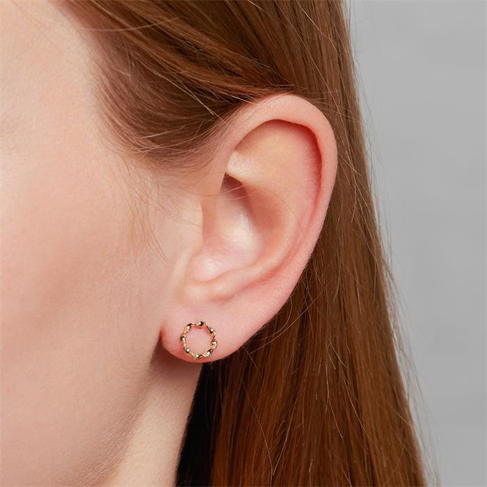 Ladies ear stud circles in 9K gold