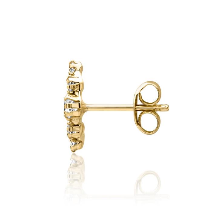 Single ear stud in 9K gold with cubic zirconia