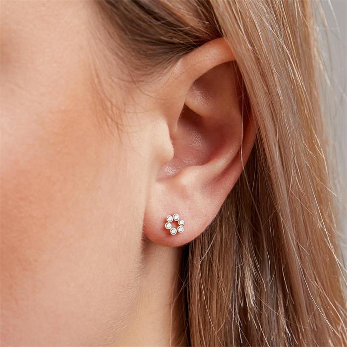 Ladies stud earrings in 9 carat gold with cubic zirconia