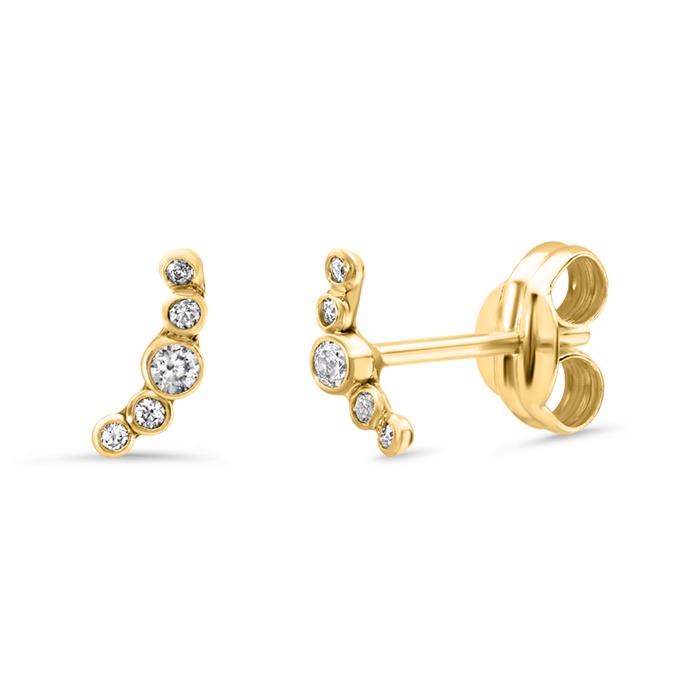 Ear studs for ladies in 9K gold with zirconia
