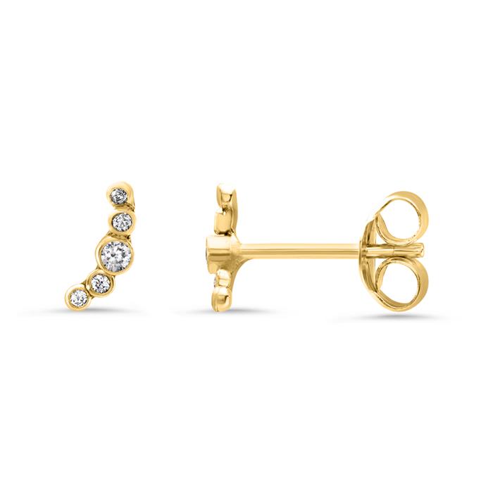 Ear studs for ladies in 9K gold with zirconia