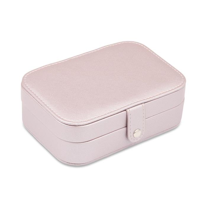 Faux leather jewellery storage case, MEtallic pink