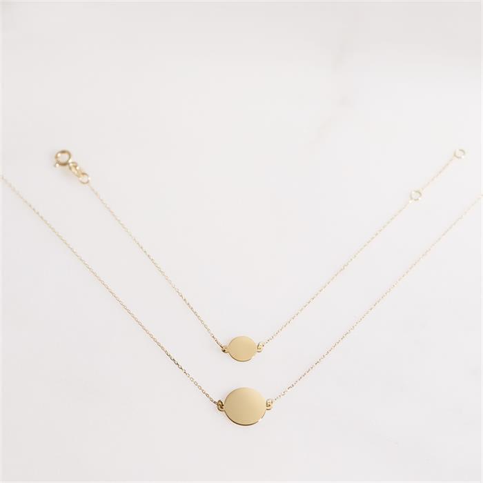 Cadena circular grabable de oro 9 quilates para mujer