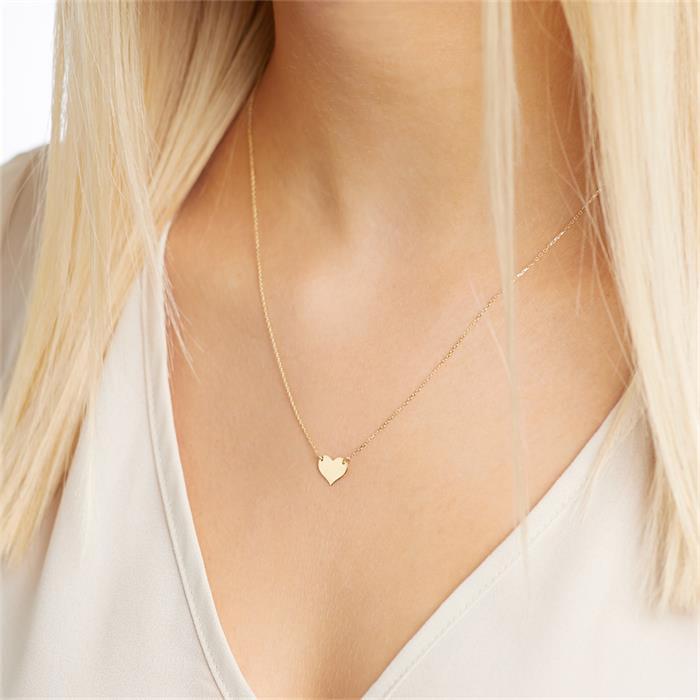 Engravable Heart Chain For Ladies In 9K Gold