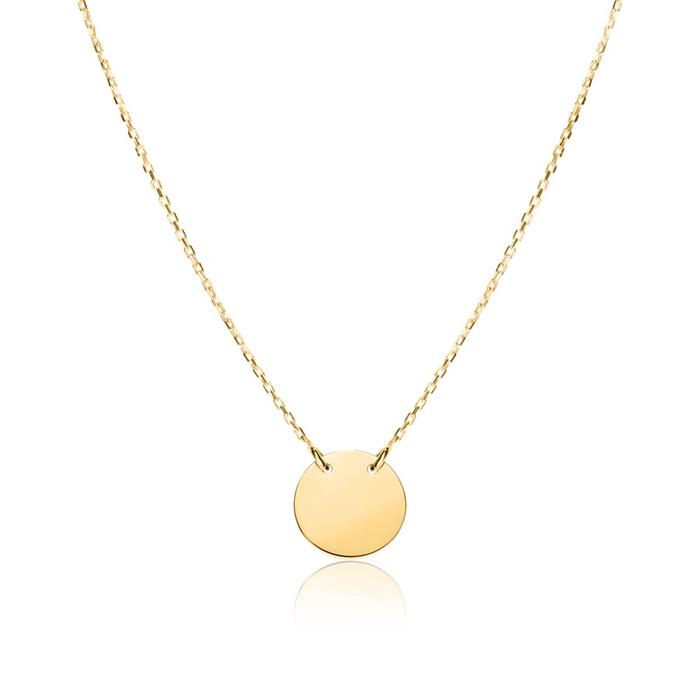 Halskette für Damen aus 9K Gold mit Kreis, gravierbar
