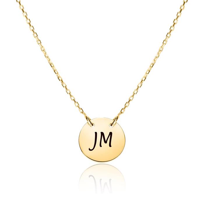 Necklace for ladies in 9K gold with circle, engravable