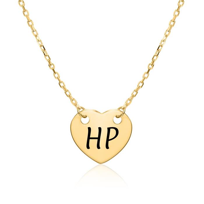 Engravable ladies necklace heart in 9K gold