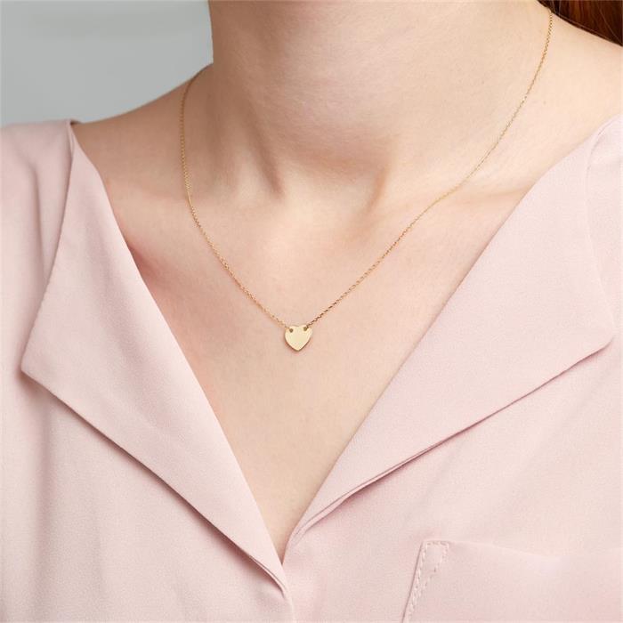 Cadena corazón grabable de oro 9 quilates para mujer