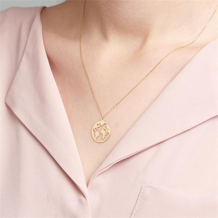 Necklace globe for ladies in 9K gold