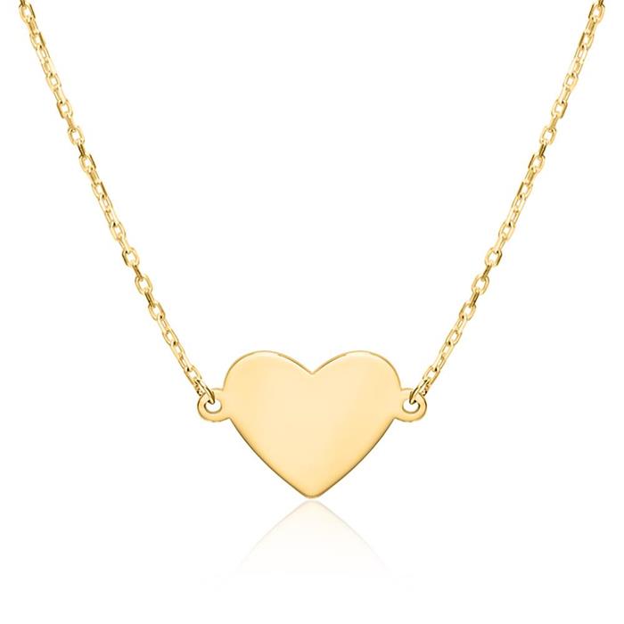 Cadena corazón para mujer en oro de 9 quilates, grabable