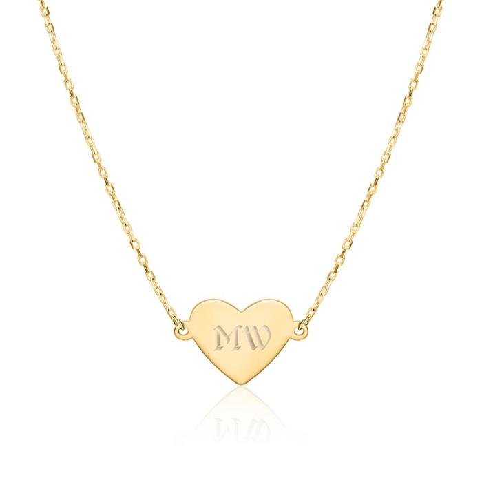 Halskette Herz für Damen aus 9K Gold, gravierbar