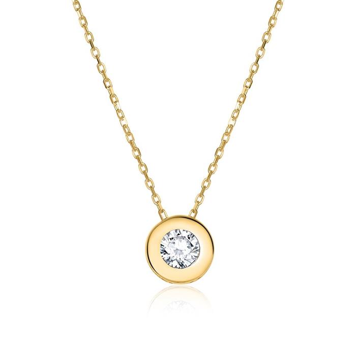 14K gold necklace for ladies with zirconia pendant