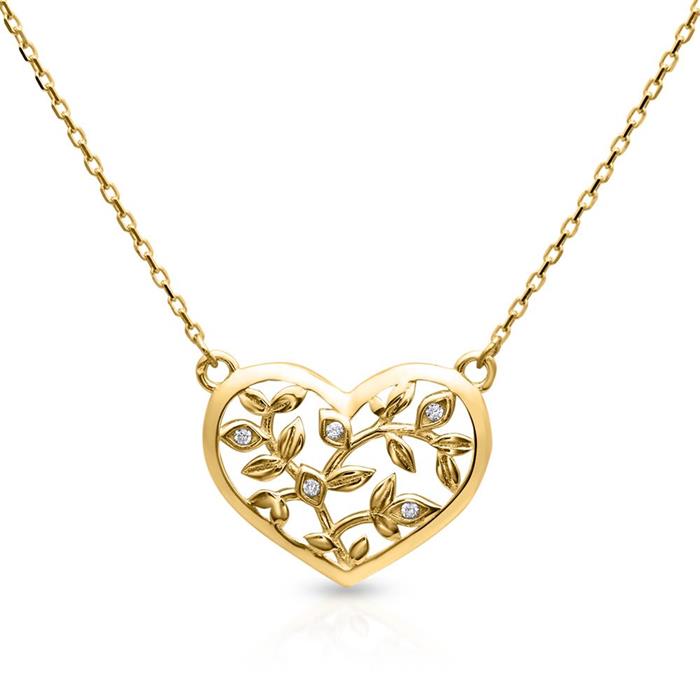 Necklace heart for ladies in 375 gold