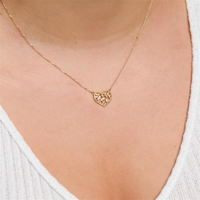 Necklace heart for ladies in 375 gold