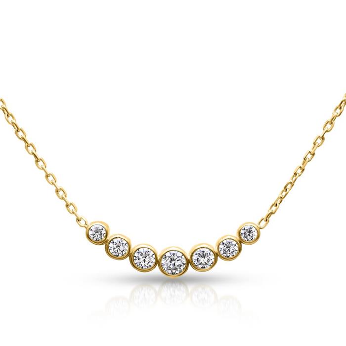 Ladies necklace in 375 carat gold with cubic zirconia