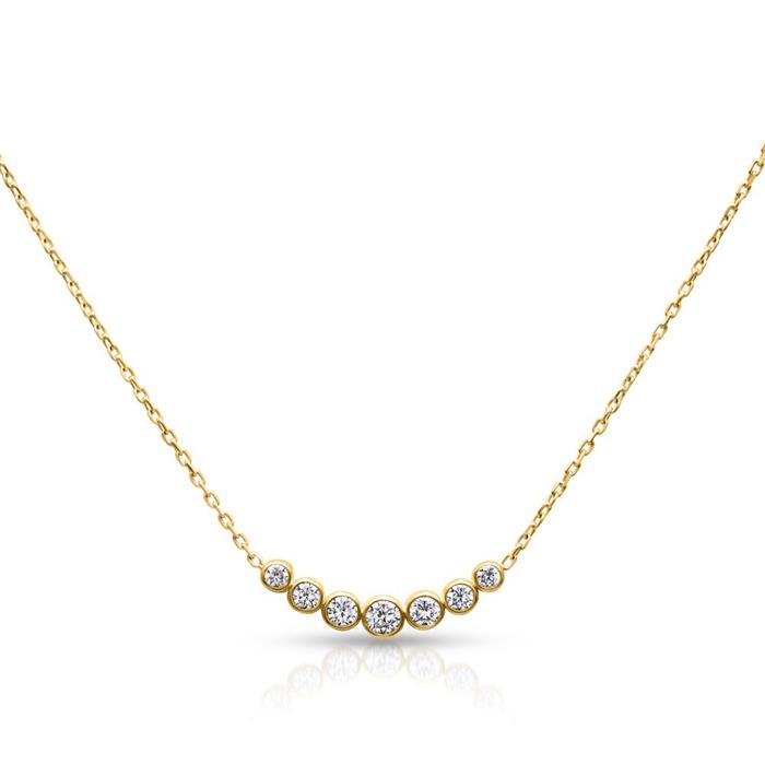 Ladies necklace in 375 carat gold with cubic zirconia