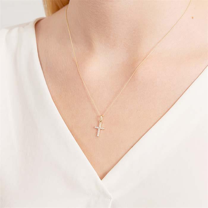 8ct yellow gold necklace with cross pendant