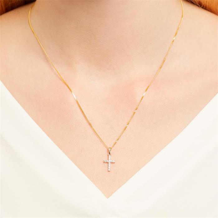 8ct yellow gold necklace with cross pendant