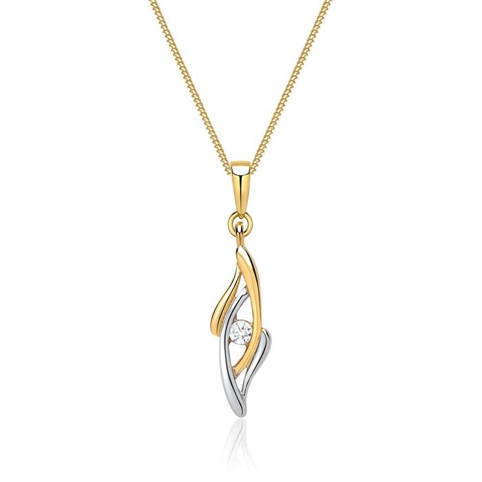 8ct yellow-white gold pendant with zirconia