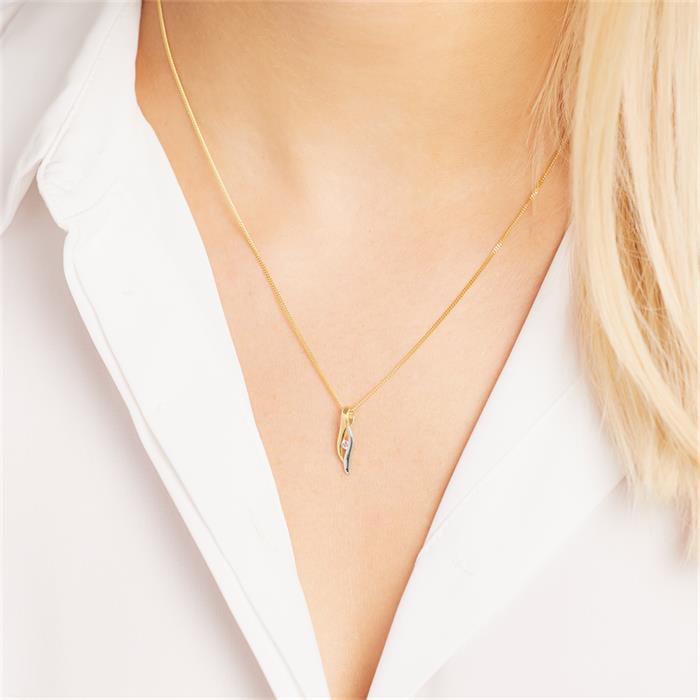8ct yellow- white gold necklace with pendant