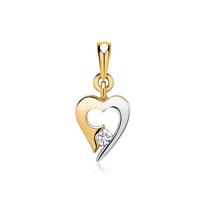 8ct yellow-white gold pendant with zirconia