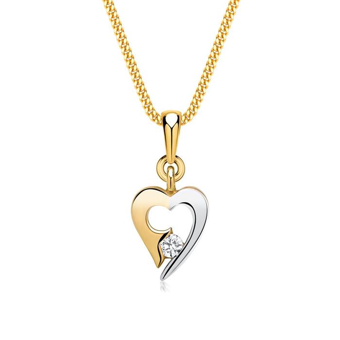 8ct yellow-white gold pendant with zirconia