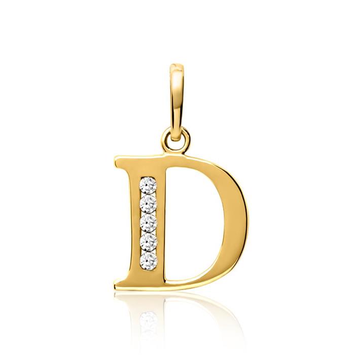 8ct Gold Chain Letter D With Zirconia
