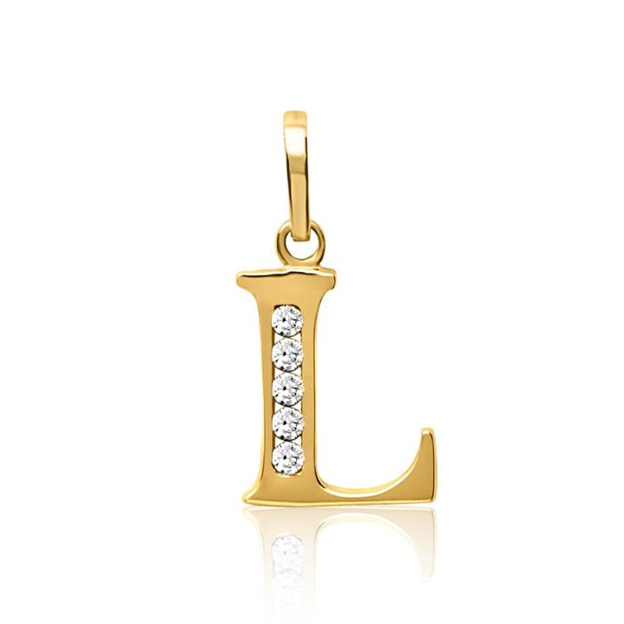 8ct gold letter pendant L  with zirconia