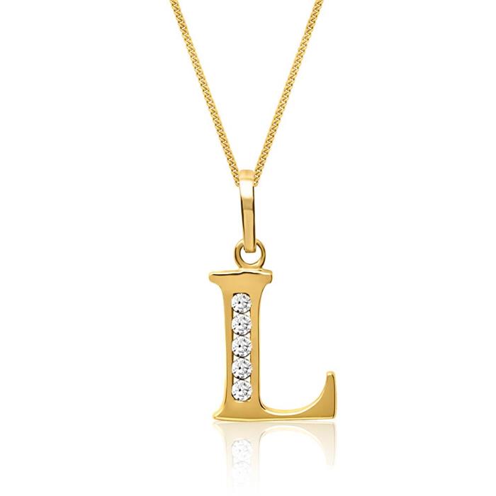 8ct gold chain letter L  with zirconia