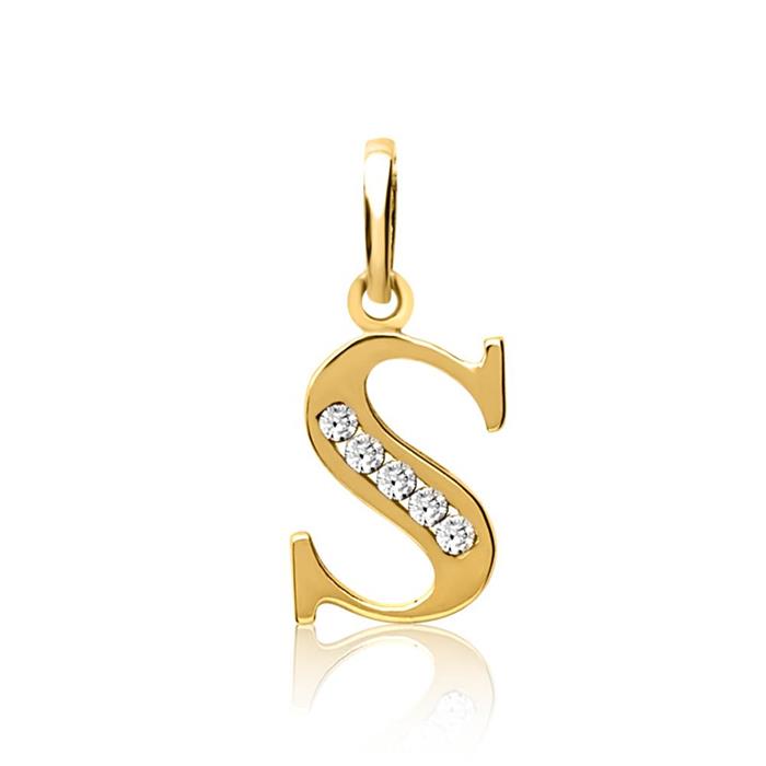 8ct Gold Chain Letter S With Zirconia