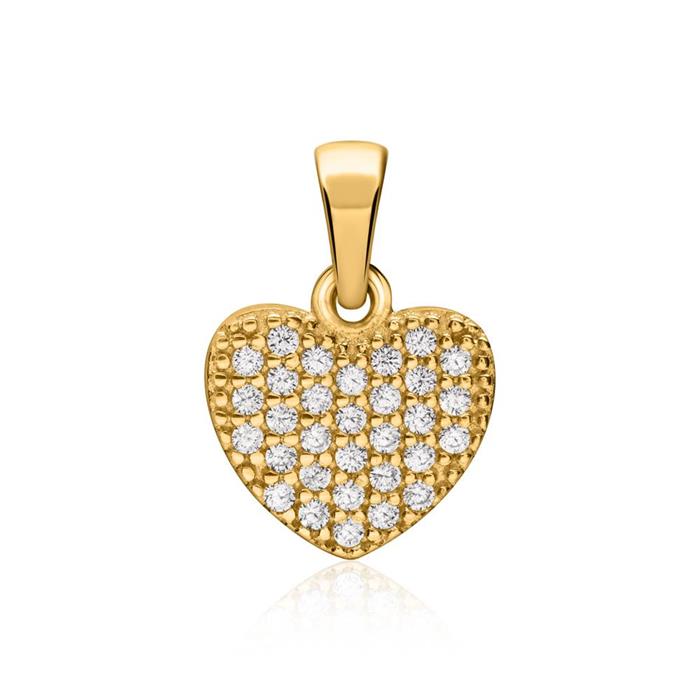 Pendant 8ct gold heart shape zirconia