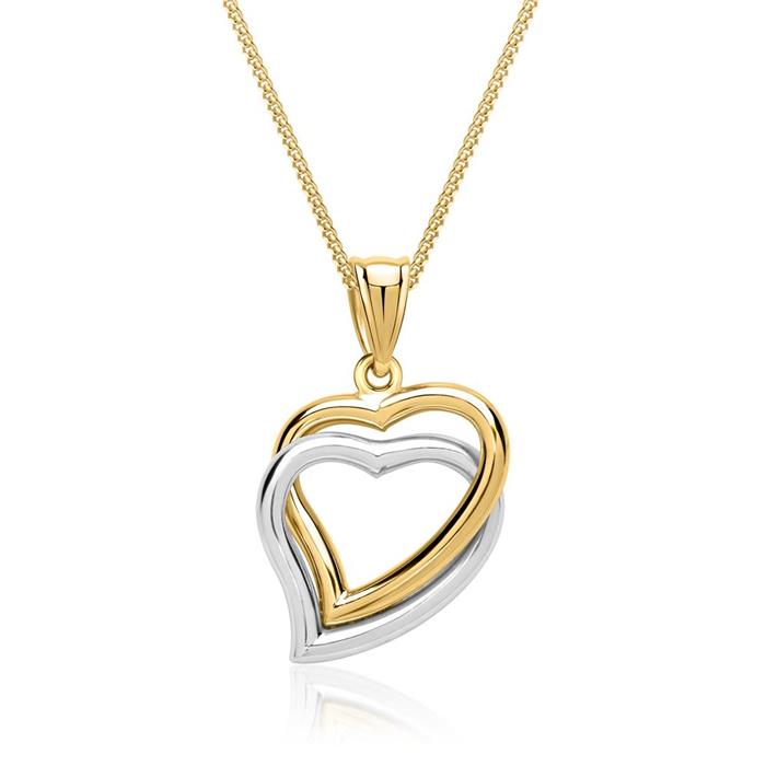 Heart pendant bicolor 8ct gold