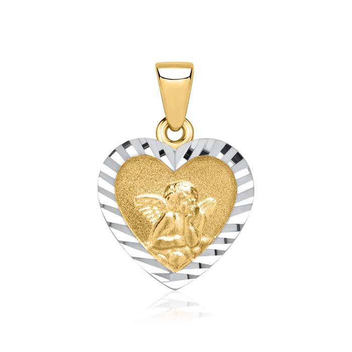Necklace with heart pendant with angel motive 8ct gold